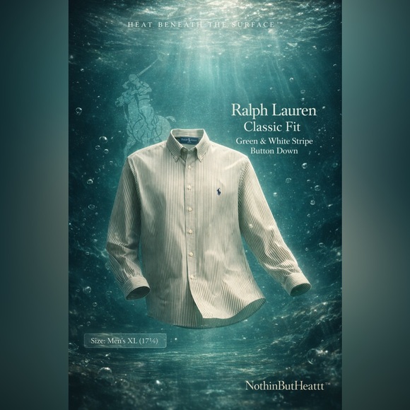 Ralph Lauren Other - Vintage Ralph Lauren Classic Fit Green White Stripe Button Down Shirt Mens XL